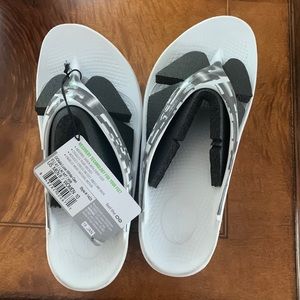 Oofos Sandals.  Original Sport Unisex.  White/Grey